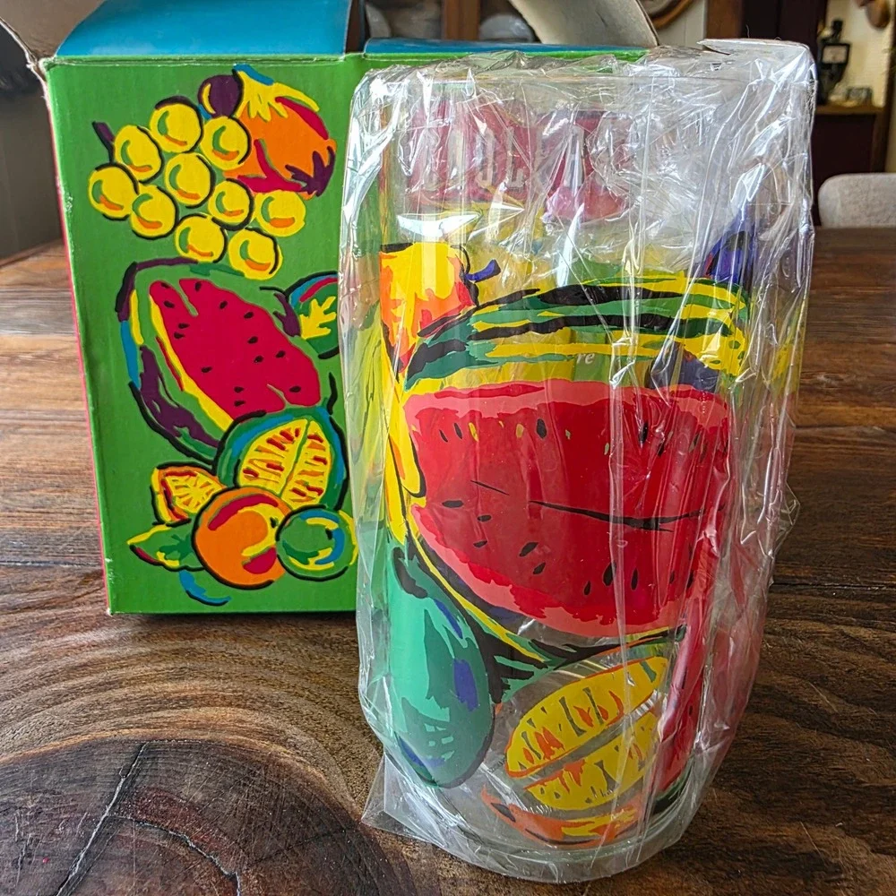 WC Designs vintage Coolers Daiquiri‎ Acrylic Barware Set of 4 Fruit Design 1995